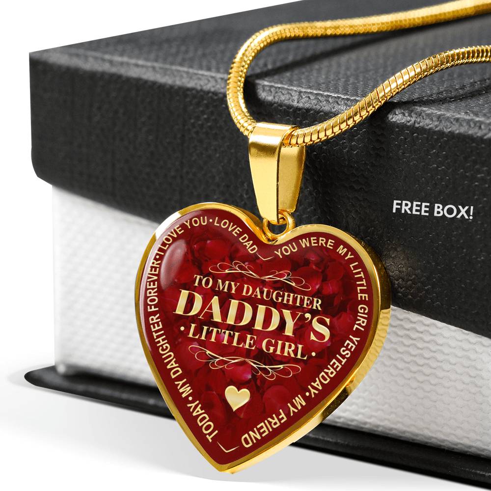 To My Daughter Luxury Heart Necklace, Dad and Daughter Gift For Birthday Wedding