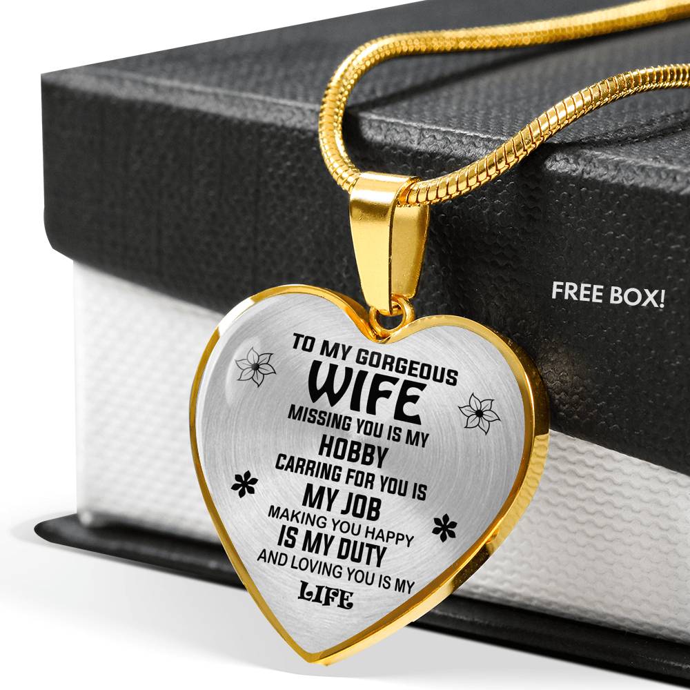 To My Wife Miss You Love Husband Luxury Heart Shape Necklace Gift Birthday