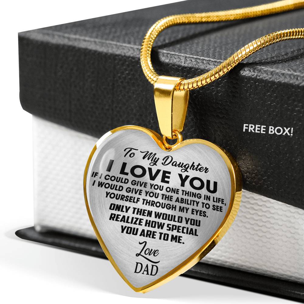 Father & Daughter Necklace - I Love You Daughter Heart Necklace
