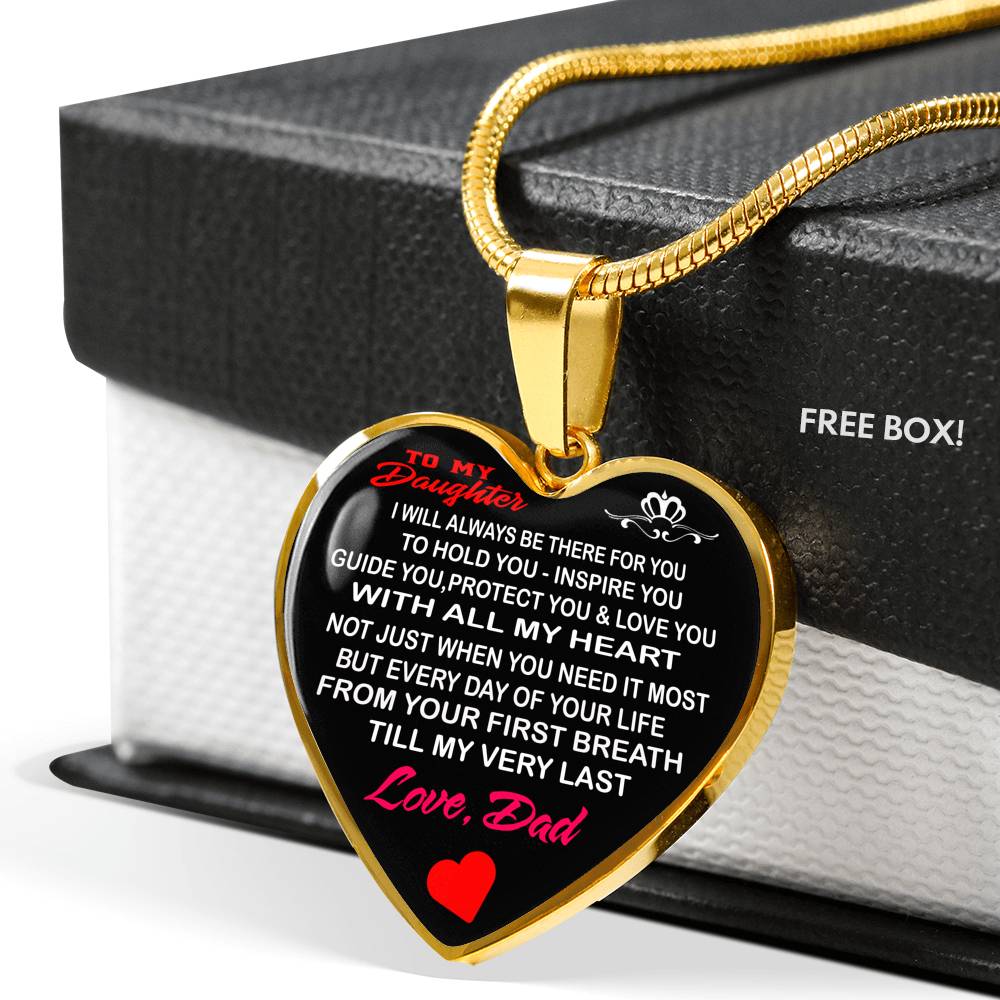 To My Daughter Love Dad - Father and Daughter Necklace Heart Gift from Father