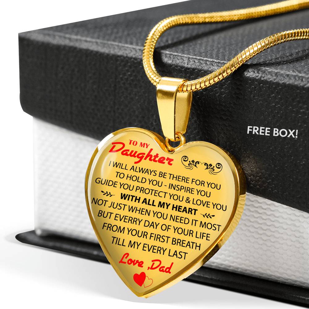 To My Daughter Love Dad - Father and Daughter Necklace Heart Gift from Daddy