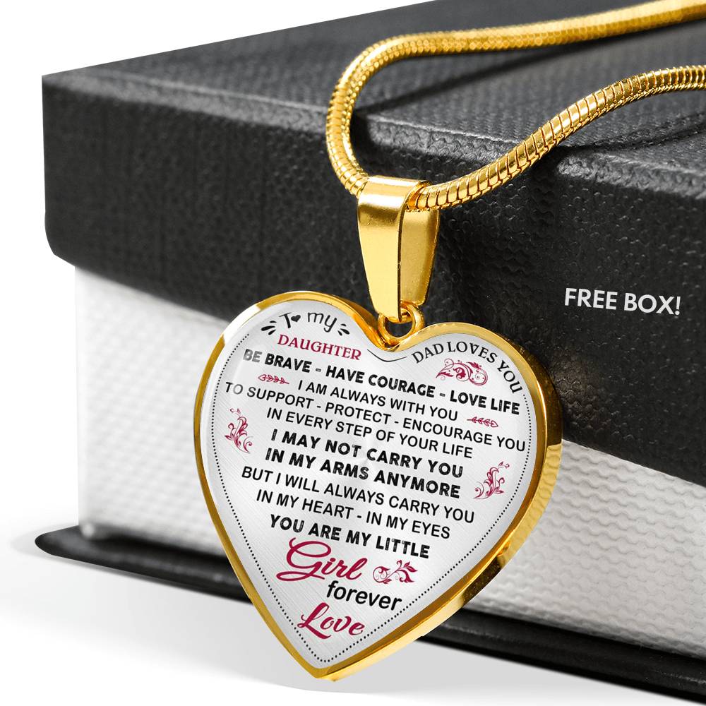 To My Daughter Heart Necklace From Daddy Father Best Gift For Daughter