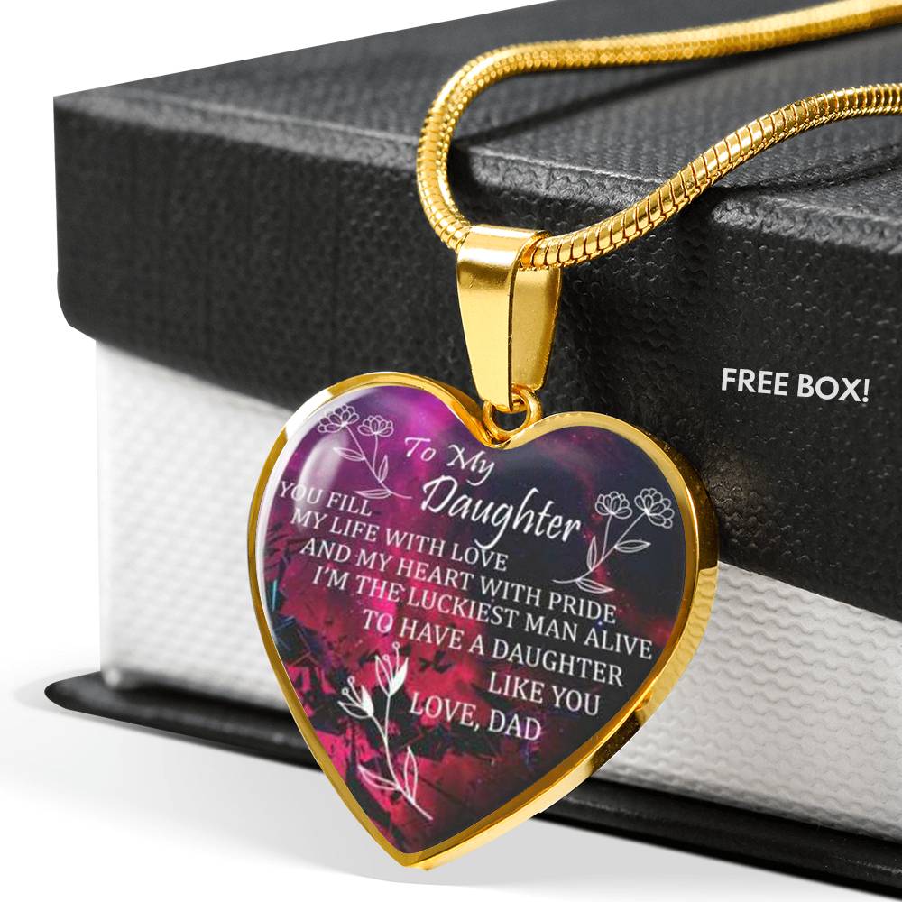 TO MY DAUGHTER HEART NECKLACE - LOVE FOR MY DAUGHTER GIFT FROM DAD