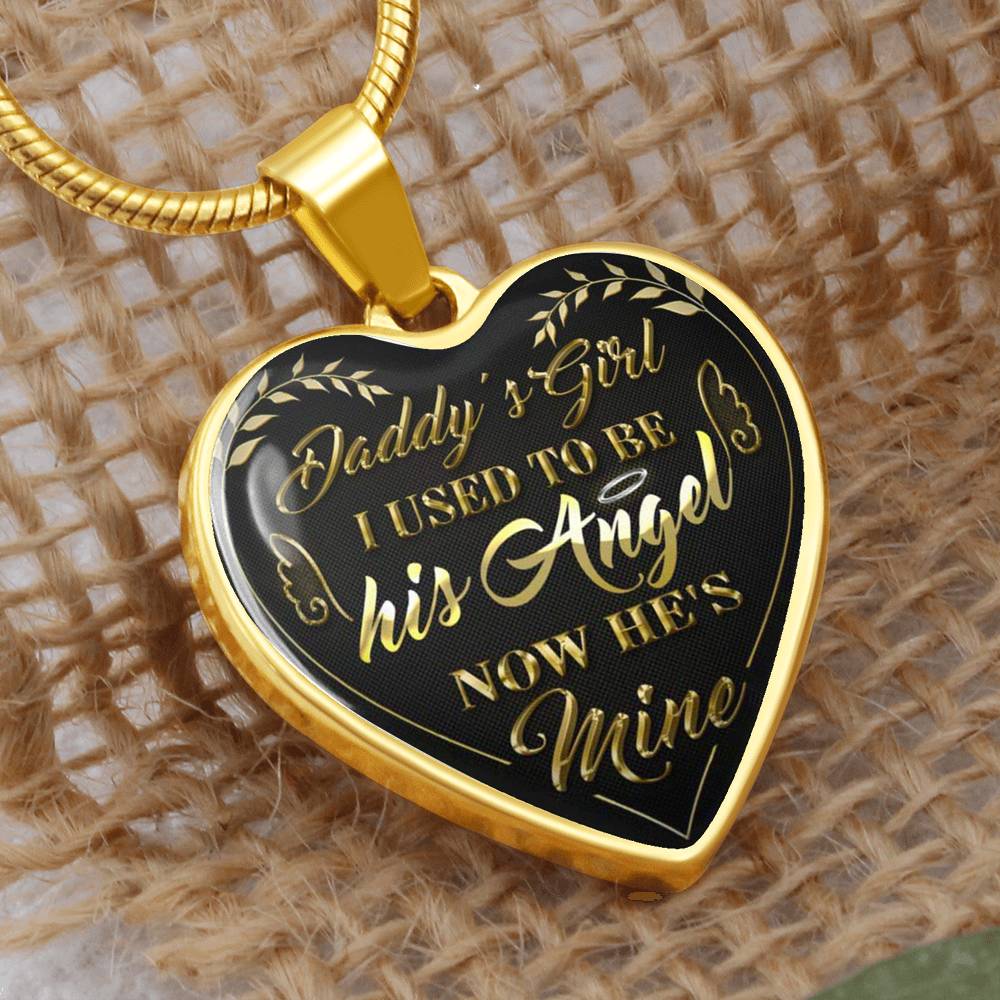 Vuvuzi Tee Daddy's Girl I Used to Be His Angel Now He's Mine - Gold Pendant Necklace