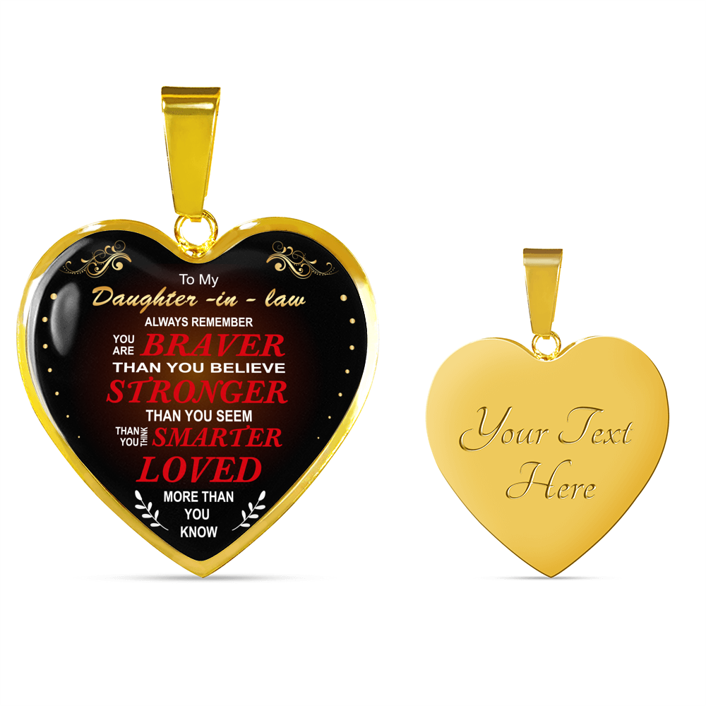 to My Daughter-in-Law Necklace-from Father - Dad Loves You Love Quotes - Silver Heart Pendant