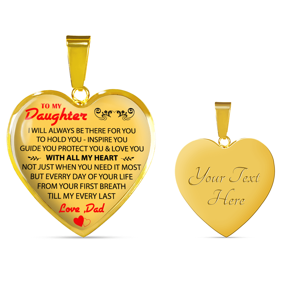To My Daughter Love Dad - Father and Daughter Necklace Heart Gift from Daddy