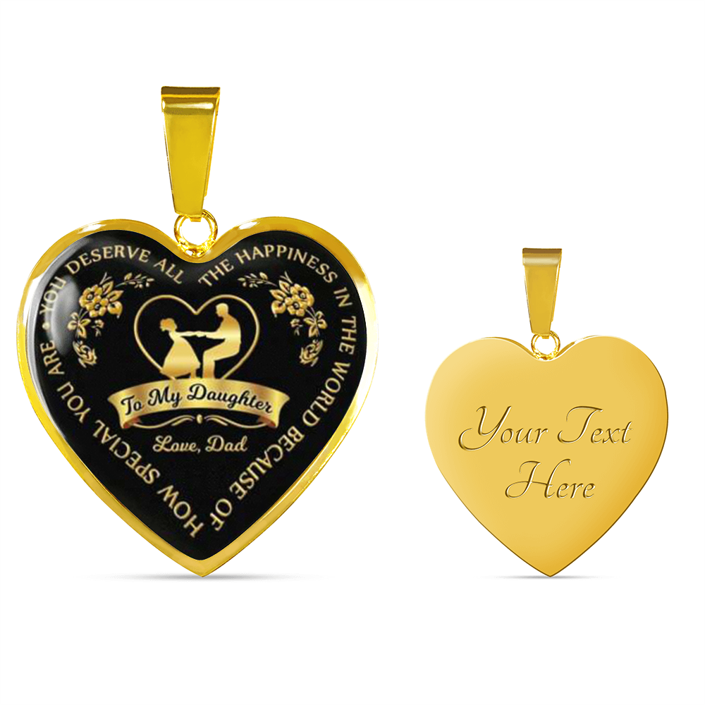 To My Daughter Necklace from Dad I Love You Quote Heart Gold Necklace Pendant