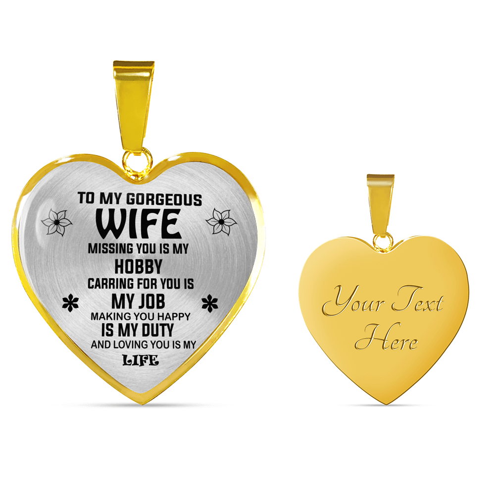 To My Wife Miss You Love Husband Luxury Heart Shape Necklace Gift Birthday