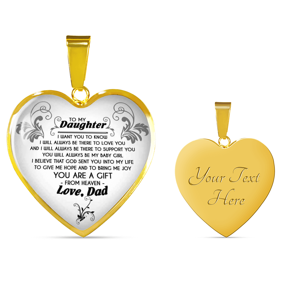 Daughter Birthday Gifts - To My Daughter Heart Pendant Love Dad Necklace Custom
