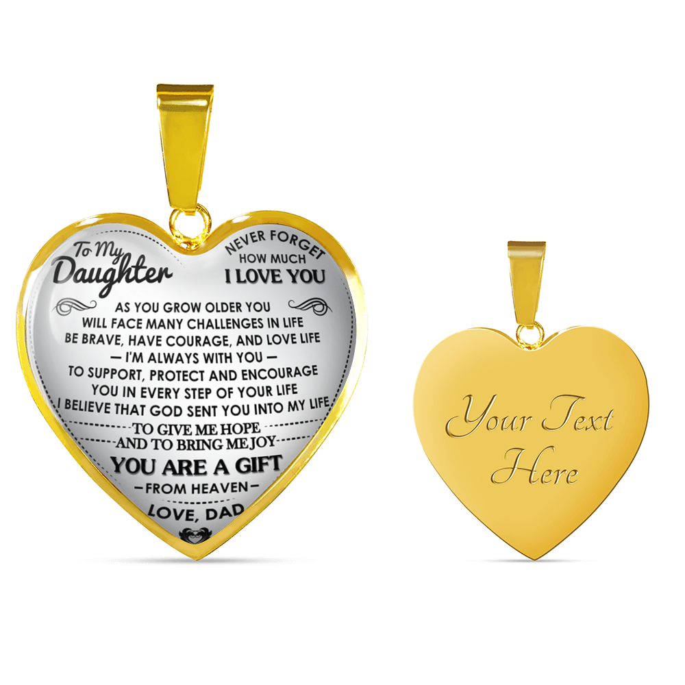 To My Daughter Heart Necklace - Father And Daughter Necklace - Gift From Daddy