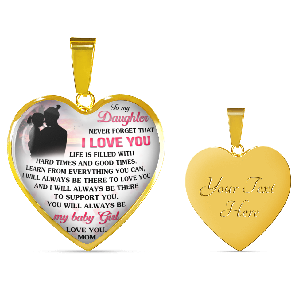 Vuvuzi Tee Daughter and Mom Necklace Heart - to My Daughter Love Mom Necklace