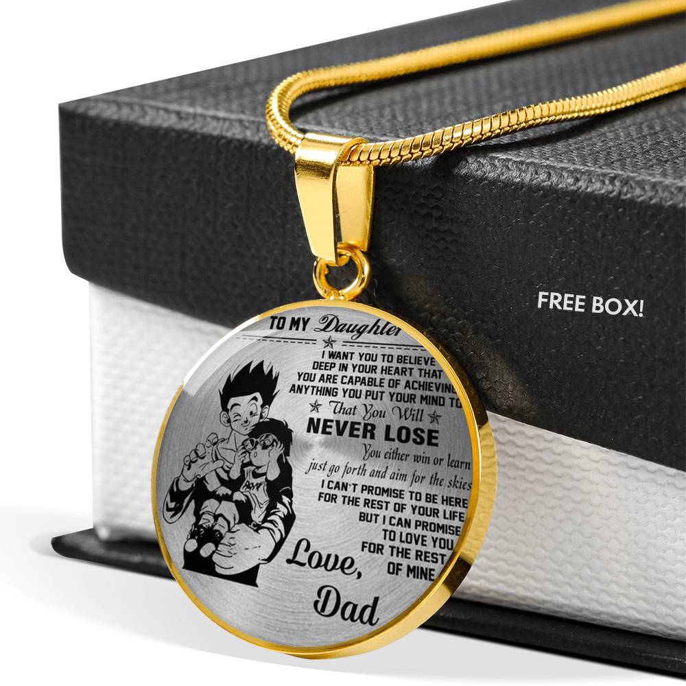 Vuvuzi Tee Luxury Necklace Pendant to My Daughter - Love Dad, Gohan & Pan Dragon Ball Super
