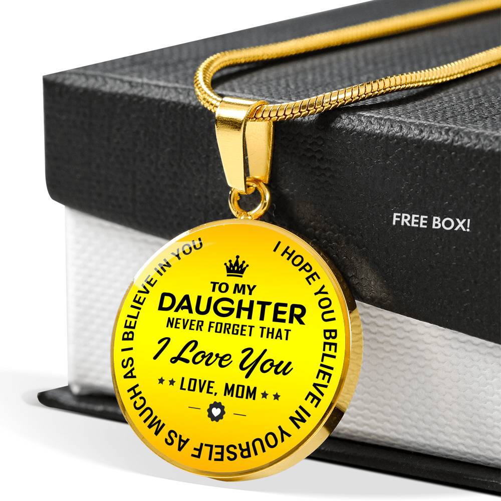 To My Daughter Love Mom Time Gemstone Pendant Necklace