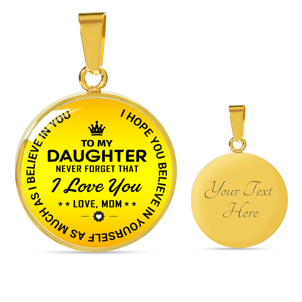 To My Daughter Love Mom Time Gemstone Pendant Necklace