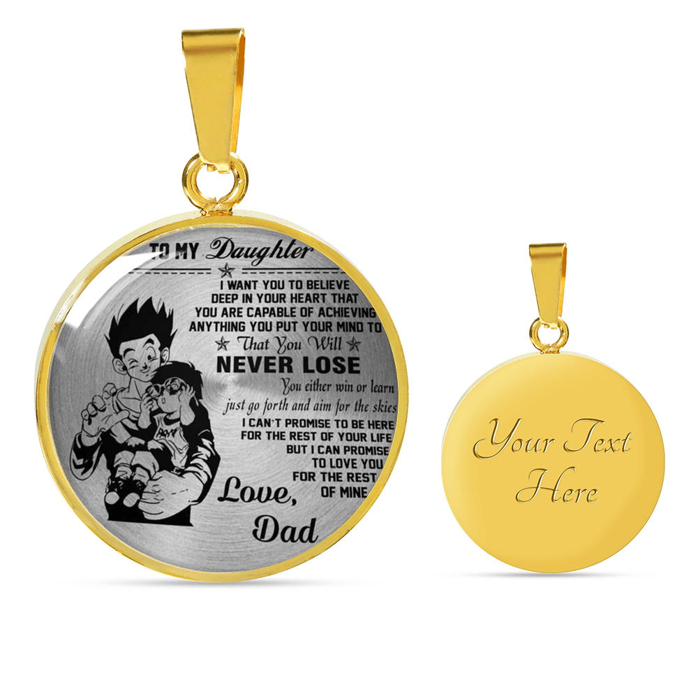 Vuvuzi Tee Luxury Necklace Pendant to My Daughter - Love Dad, Gohan & Pan Dragon Ball Super