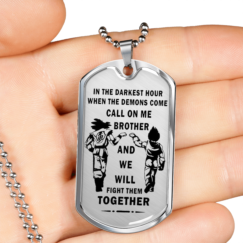 To My Brother Luxury Dog tag Military Ball Chain, Dragon Ball Necklace