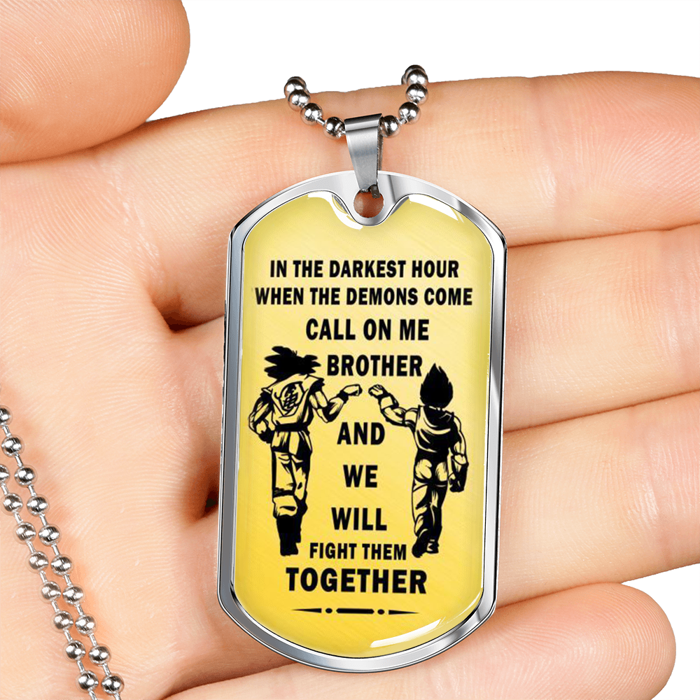 To My Brother Luxury Dog Tag - Limited Edition - Songoku & Vegeta Dragonball Fan