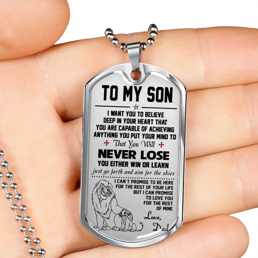 to My Son Pendant Necklace - Dog Tag from Dad Lion King - Best Gifts for Child