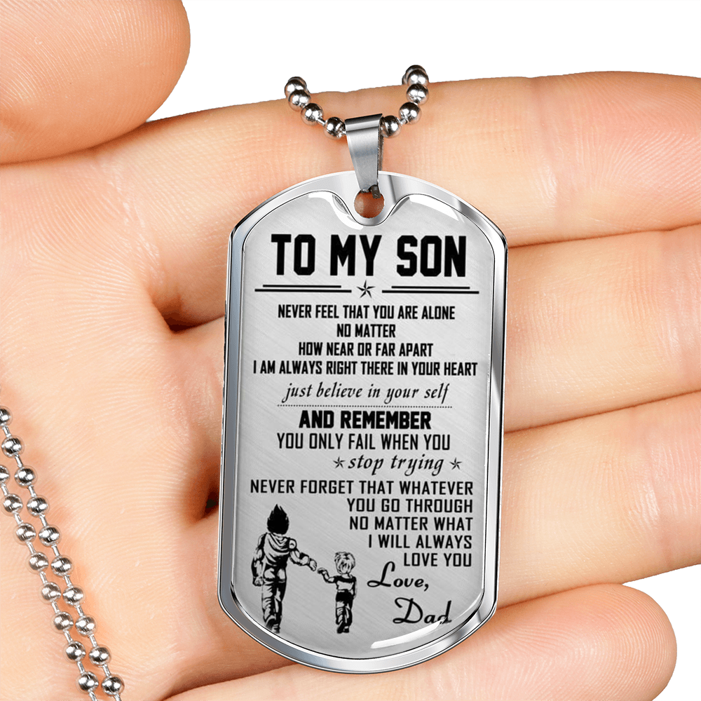 To My Son Child and Dad Dog Tag - Vegeta and Trunks, Dragon Ball