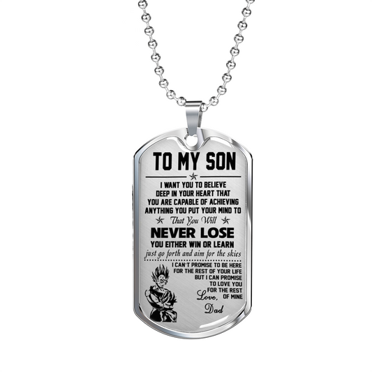 To My Son Dog tag Necklace - Love Dad Vegeta & Trunks Dragonball - Gift for Son
