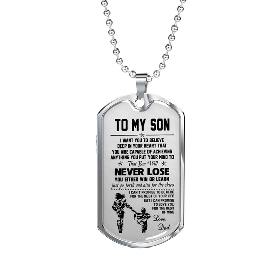 To My Son Dog tag Necklace - Love, Dad Goku & Gohan - Luxury Gift for Teen Son