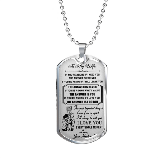 ZEN DEAL - to My Wife Dog Tag Luxury Necklace - from Husband - Gohan & Videl, Dragon Ball Z