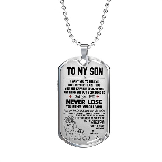 to My Son Pendant Necklace - Dog Tag from Dad Lion King - Best Gifts for Child