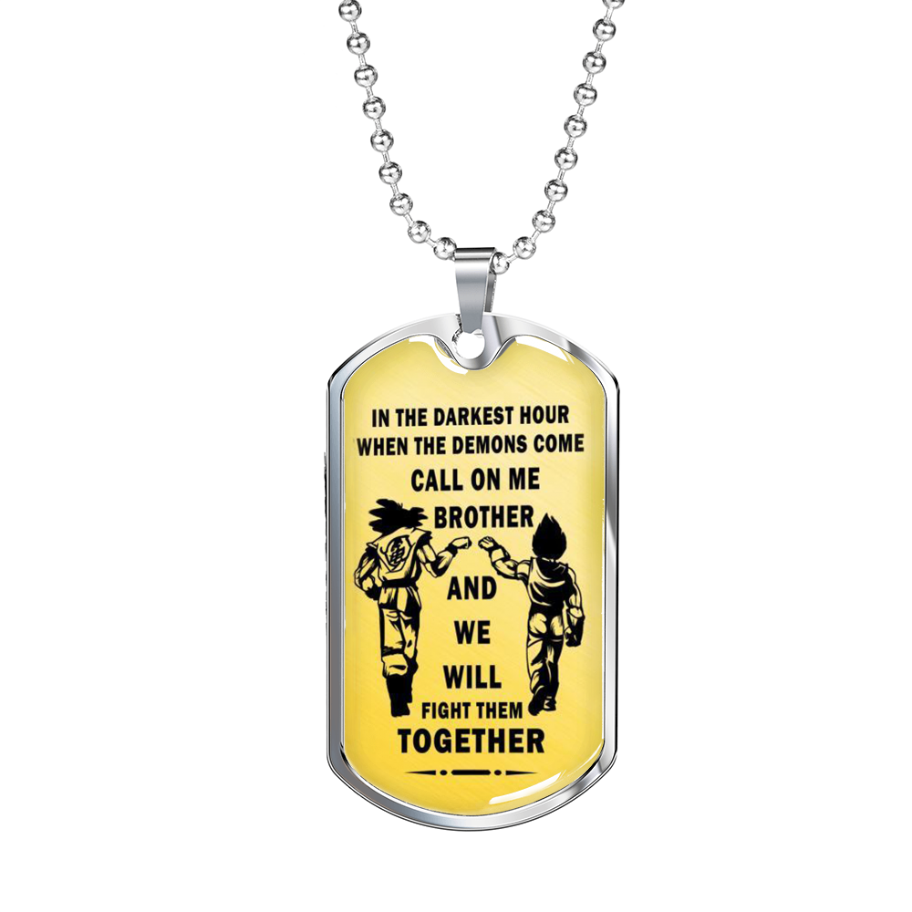 To My Brother Luxury Dog Tag - Limited Edition - Songoku & Vegeta Dragonball Fan