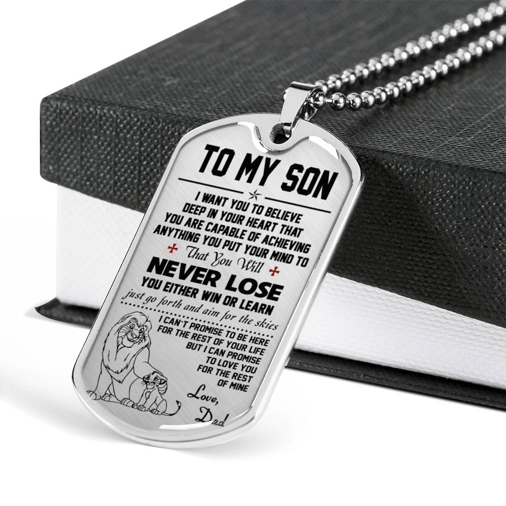 to My Son Pendant Necklace - Dog Tag from Dad Lion King - Best Gifts for Child