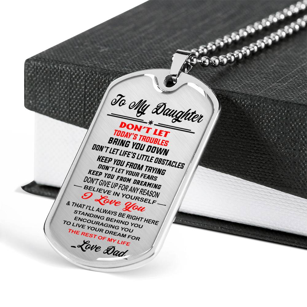To My Daughter Dog Tag - Dad Necklace, Gift for Daughter from Father Papa