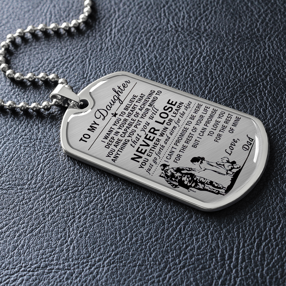Vuvuzi Tee to My Daughter Dog Tag Necklace - Soldier Dad & Daughter Pendant - Gift from Dad