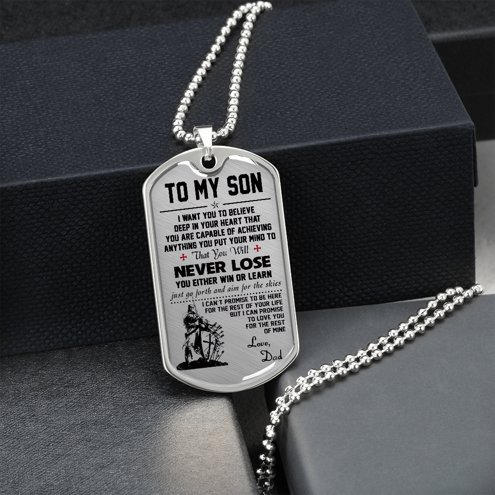 Vuvuzi Tee to My Son Dog Tag Luxury Necklace - Viking Warrior Dad Pendant - Gifts for Boys
