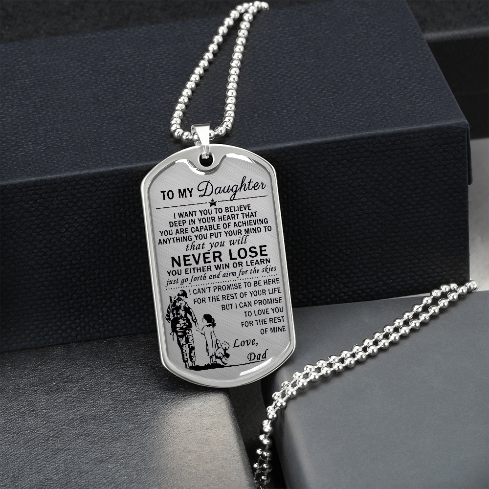 Vuvuzi Tee to My Daughter Dog Tag Necklace - Soldier Dad & Daughter Pendant - Gift from Dad