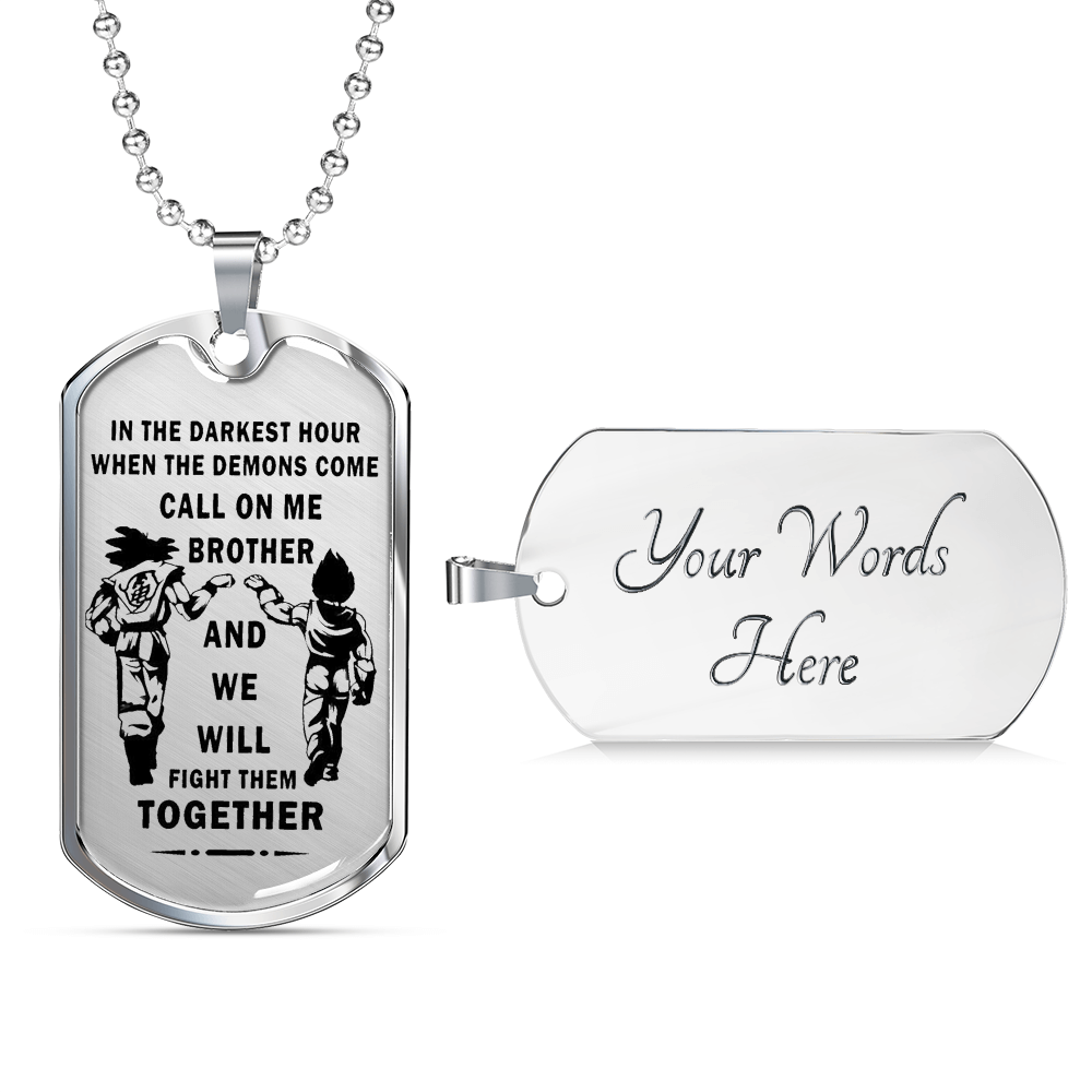 To My Brother Luxury Dog Tag - Limited Edition - Songoku & Vegeta Dragonball Fan