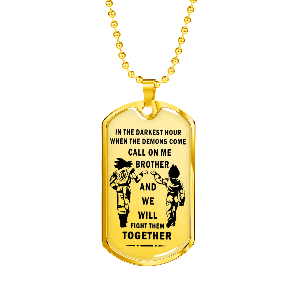 To My Brother Luxury Dog tag Military Ball Chain, Dragon Ball Necklace