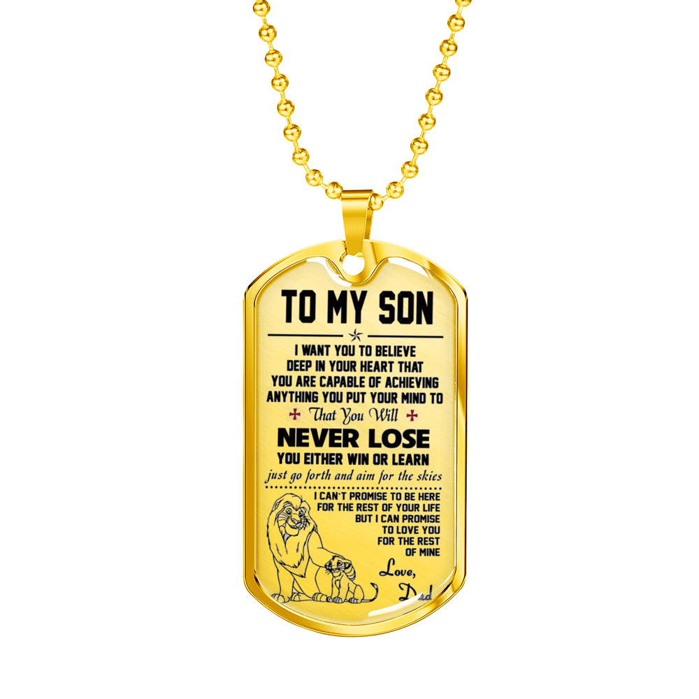 to My Son Pendant Necklace - Dog Tag from Dad Lion King - Best Gifts for Child