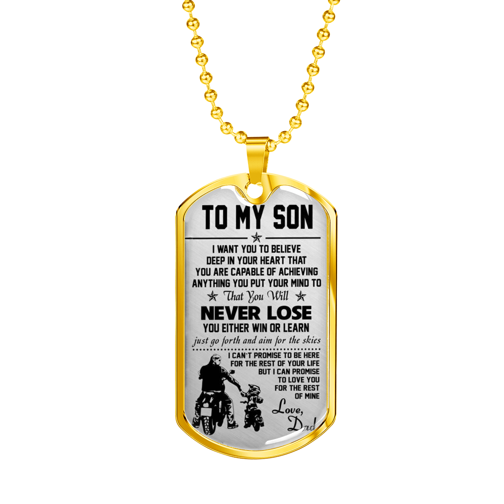 To My Son Dog Tag, Biker Motorcycle Necklace Pendant From Daddy