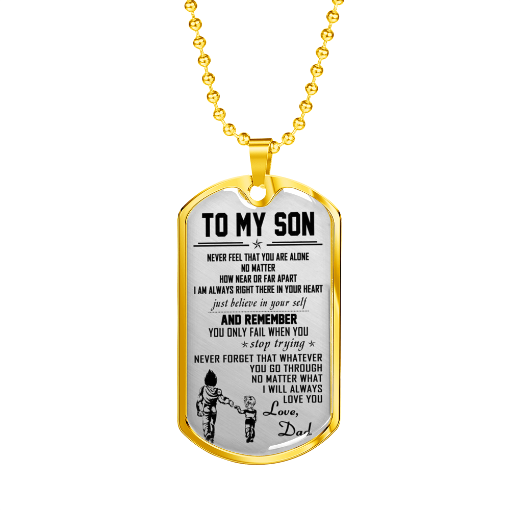 To My Son Child and Dad Dog Tag - Vegeta and Trunks, Dragon Ball