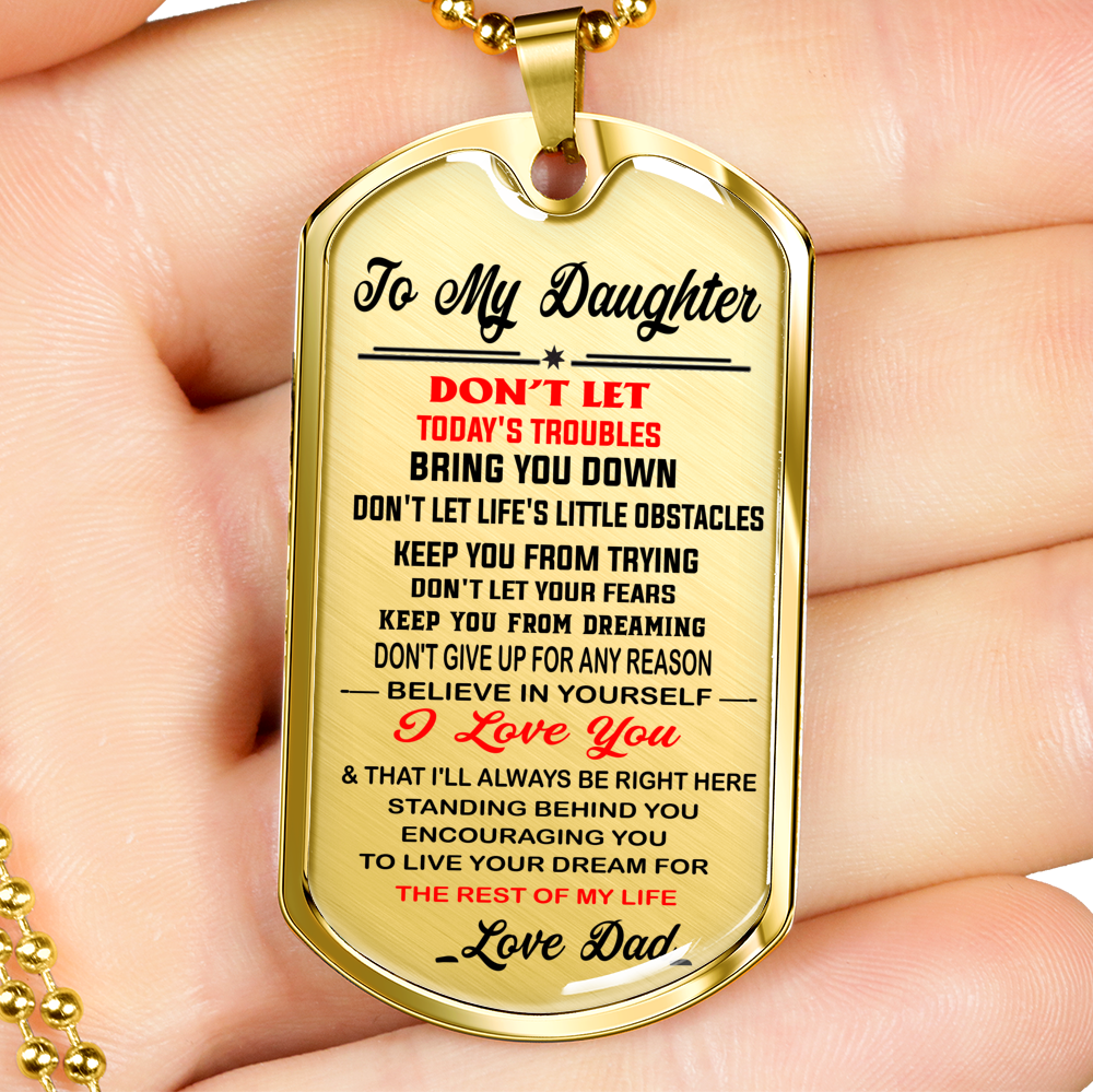 To My Daughter Dog Tag - Dad Necklace, Gift for Daughter from Father Papa