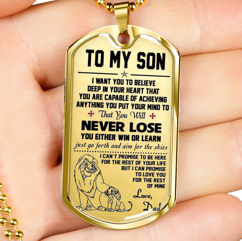 to My Son Pendant Necklace - Dog Tag from Dad Lion King - Best Gifts for Child