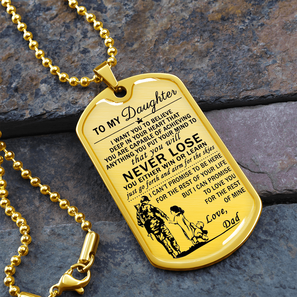 Vuvuzi Tee to My Daughter Dog Tag Necklace - Soldier Dad & Daughter Pendant - Gift from Dad