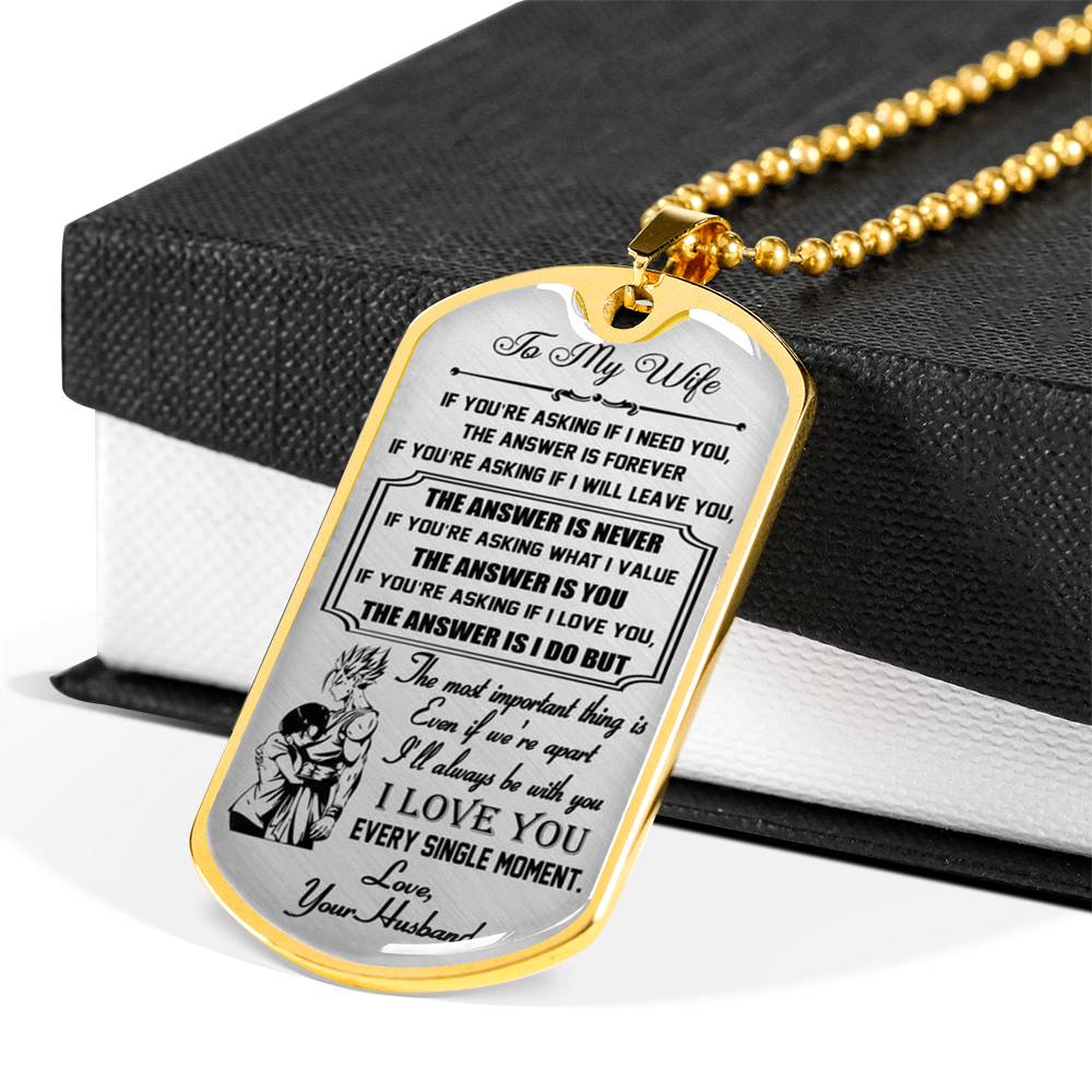 ZEN DEAL - to My Wife Dog Tag Luxury Necklace - from Husband - Gohan & Videl, Dragon Ball Z