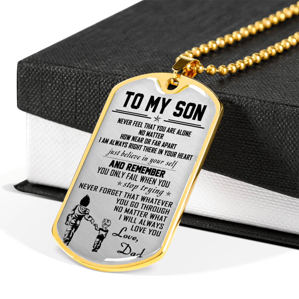 To My Son Child and Dad Dog Tag - Vegeta and Trunks, Dragon Ball