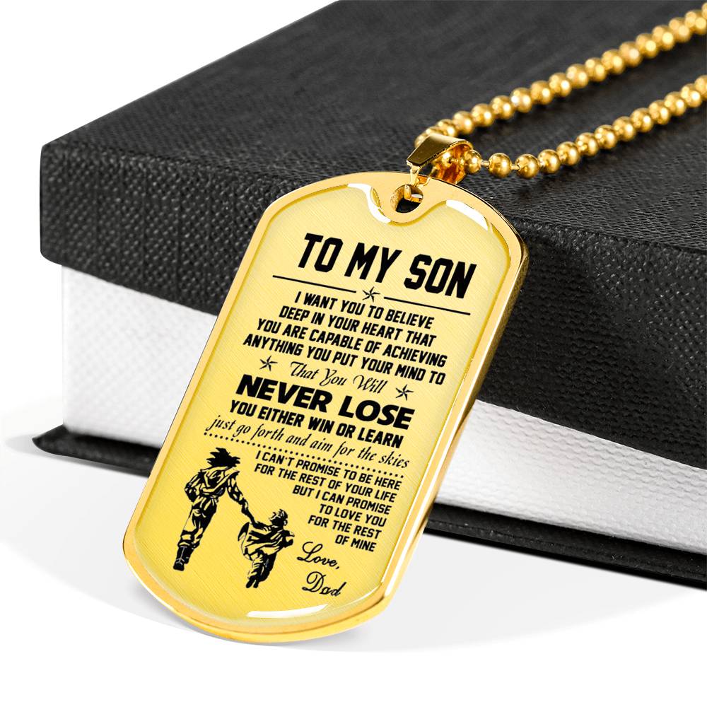 To My Son Dog tag Necklace - Love, Dad Goku & Gohan - Luxury Gift for Teen Son
