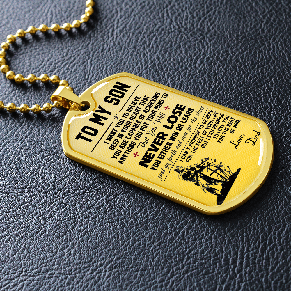 Vuvuzi Tee to My Son Dog Tag Luxury Necklace - Viking Warrior Dad Pendant - Gifts for Boys