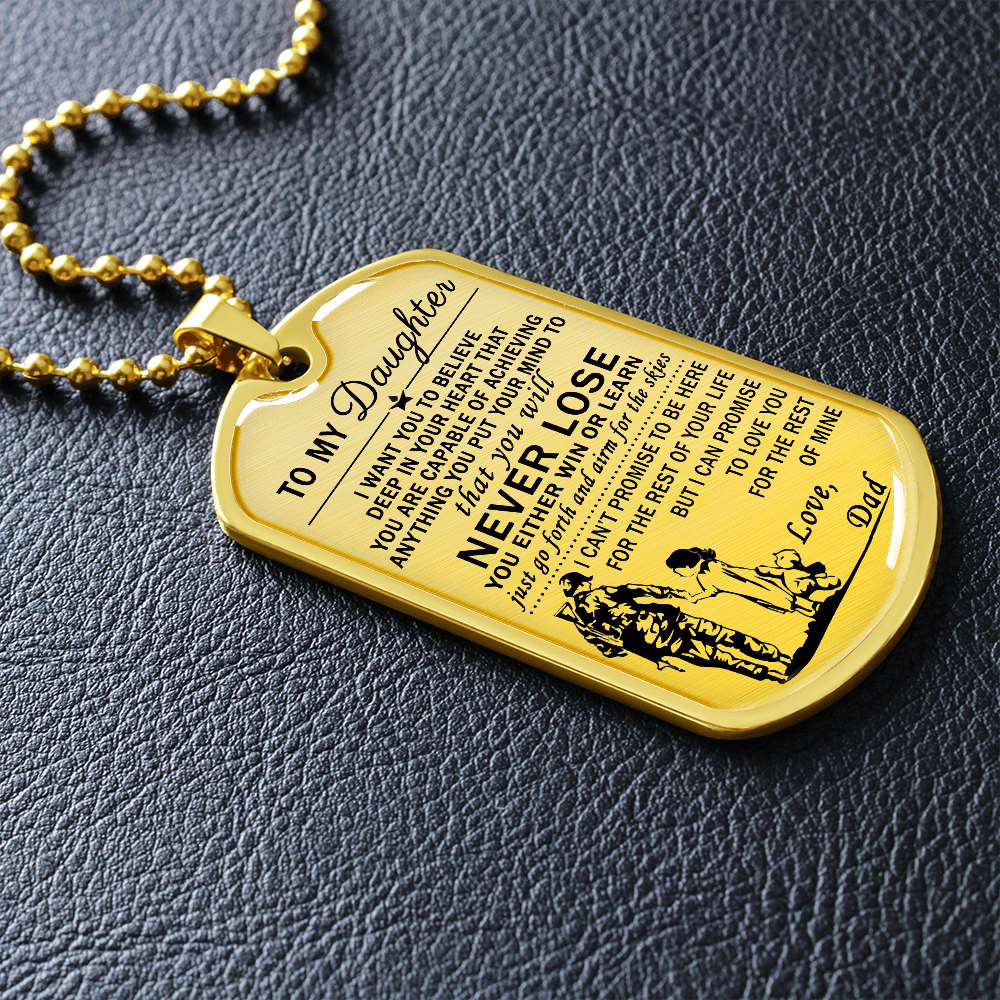 Vuvuzi Tee to My Daughter Dog Tag Necklace - Soldier Dad & Daughter Pendant - Gift from Dad