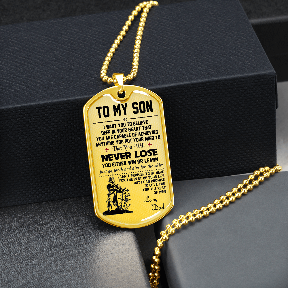 Vuvuzi Tee to My Son Dog Tag Luxury Necklace - Viking Warrior Dad Pendant - Gifts for Boys