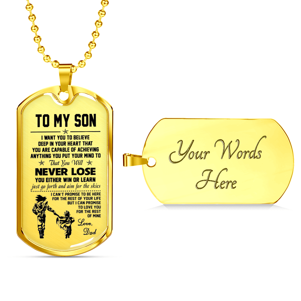 To My Son Dog tag Necklace - Love, Dad Goku & Gohan - Luxury Gift for Teen Son
