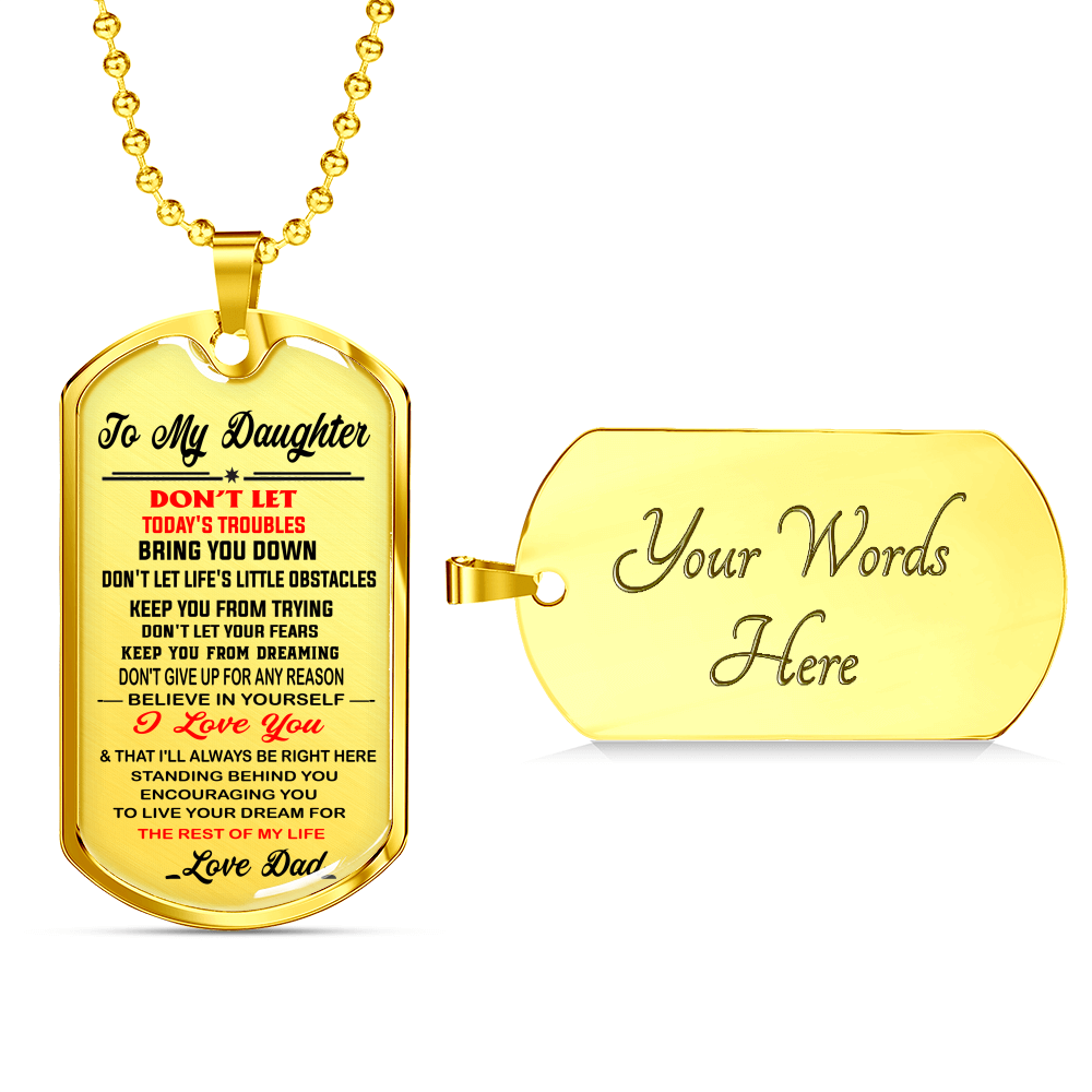 To My Daughter Dog Tag - Dad Necklace, Gift for Daughter from Father Papa
