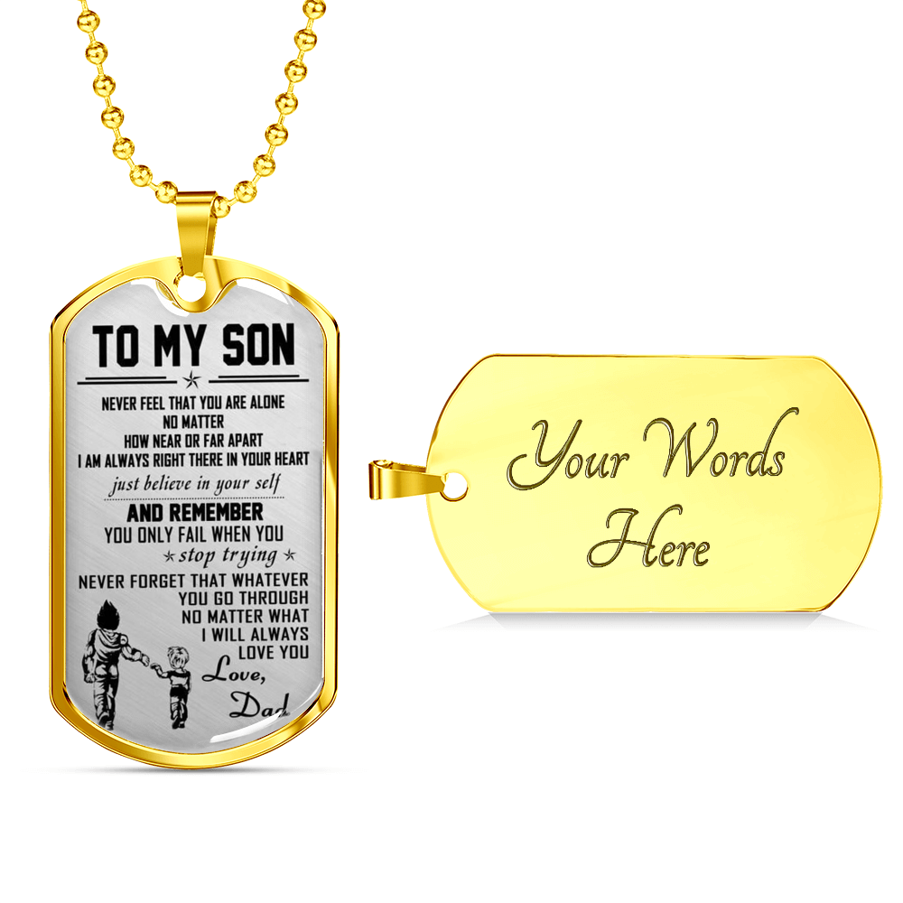 To My Son Child and Dad Dog Tag - Vegeta and Trunks, Dragon Ball